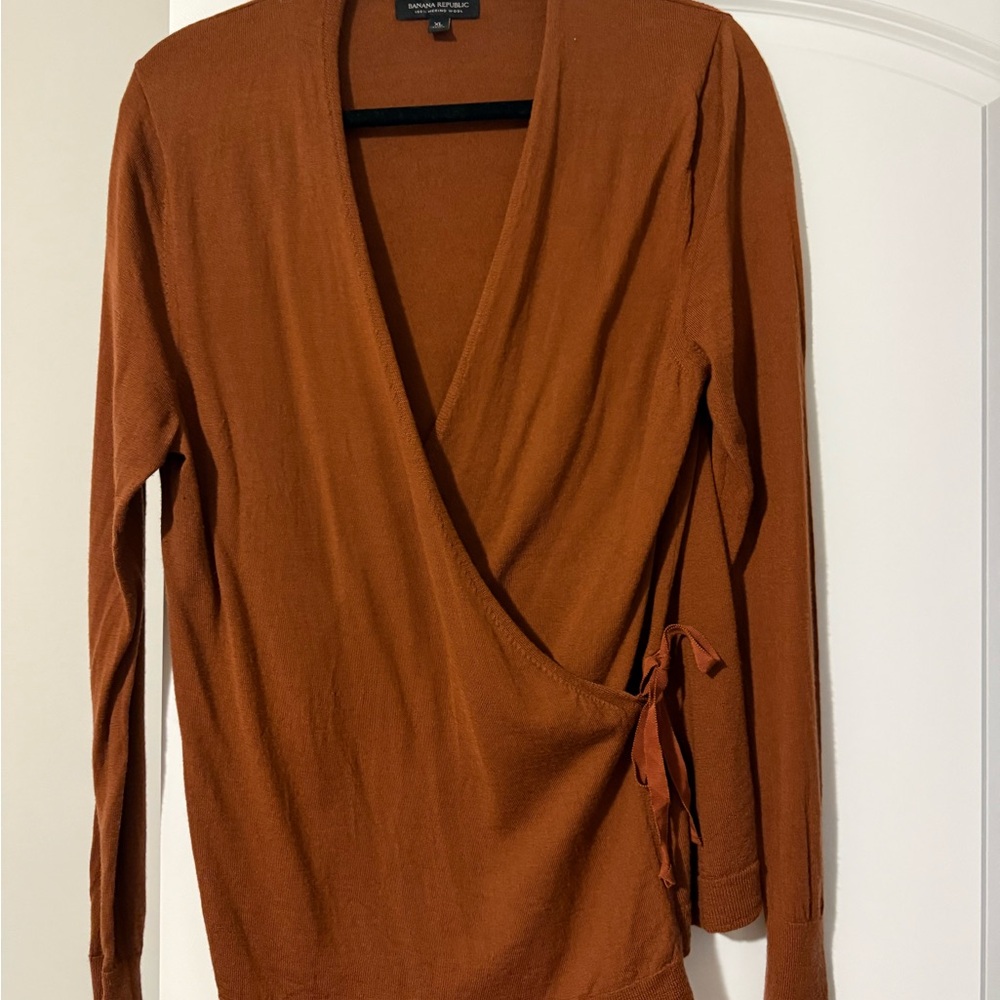 Banana Republic Rust Wrap Blouse